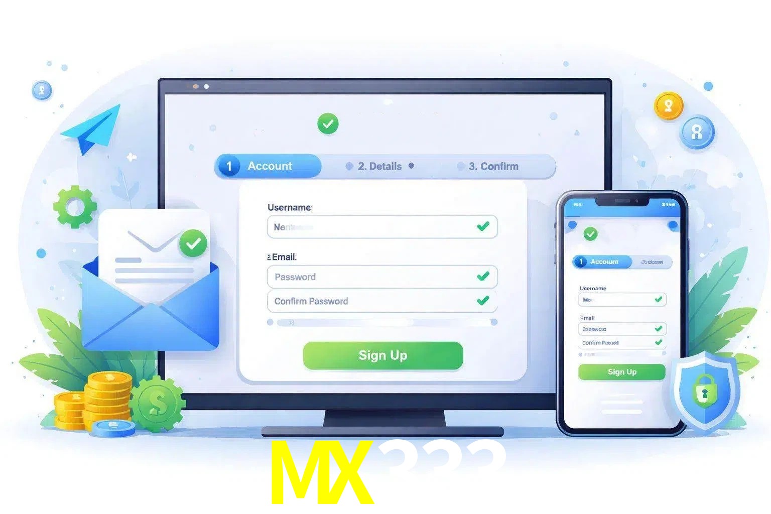 Registro de nuevo usuario y configuración de cuenta MX333